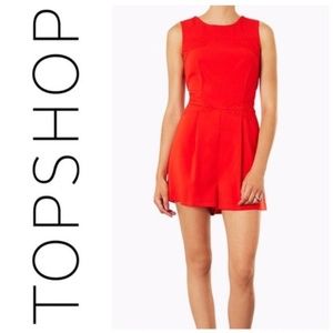 TOPSHOP Red Romper Lace Accents Size 8